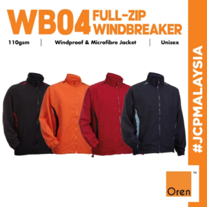 JCP x OREN SPORT Full Zip Windbreaker Polyester Jacket Unisex Adult 110gsm Windproof High Density Work Jacket WB04